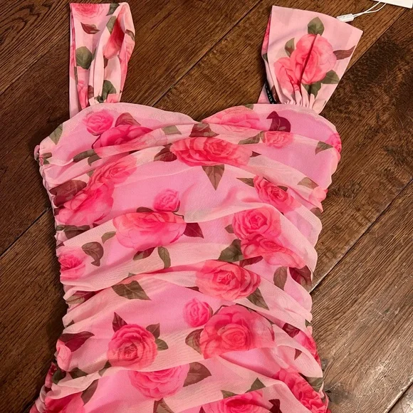 Pink Floral Ruched Dress katie - Picture 5 of 10